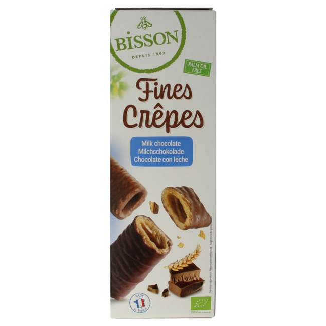 Bisson Barquillos crujientes con chocolate con leche bio 90 g