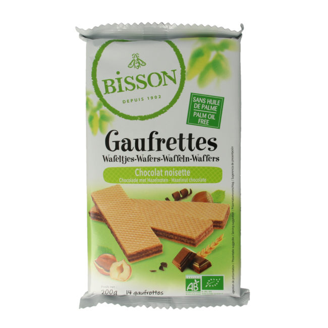 Bisson Wafels choco hazelnoot bio 200 Gram