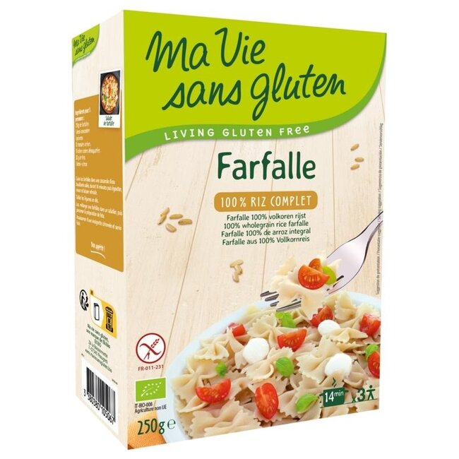 Farfalle de arroz integral ecológico 250 g