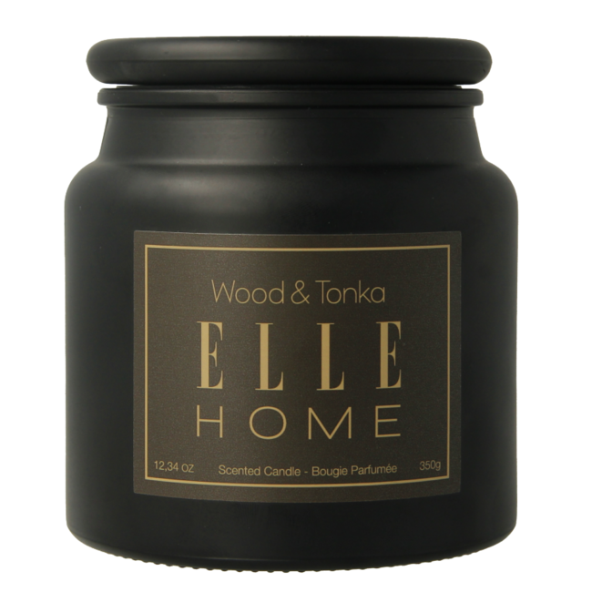 Bougie parfumée en pot Elle Home Bois et Tonka 350 g