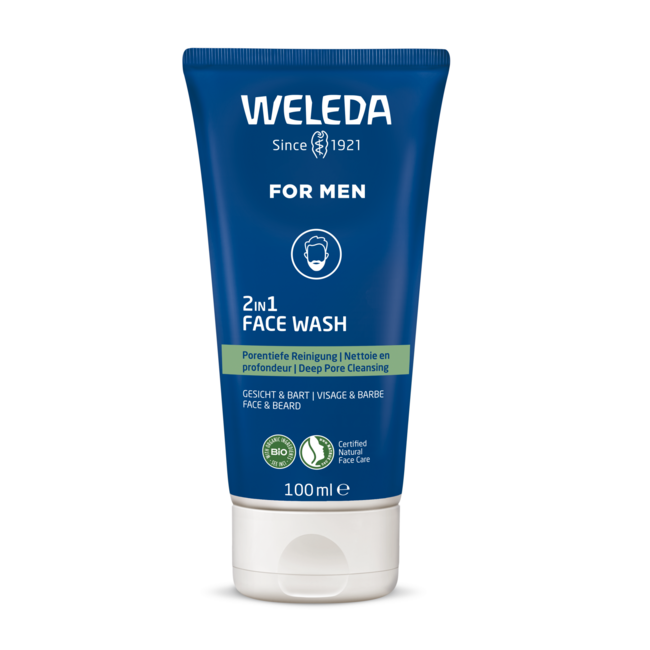 Gel detergente 2 in 1 Weleda Uomo viso e barba 100 Millilitri