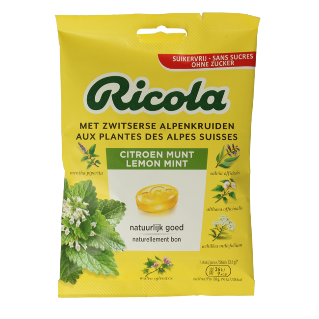Ricola Cytryna Mięta Bez Cukru 75 g