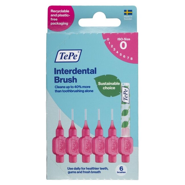 Brossettes interdentaires TePe Original rose 0,4 mm taille 0 - 6 pièces