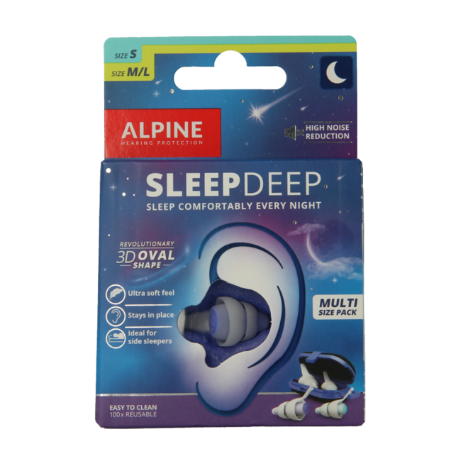 SleepDeep earplugs multi-size pack 2 pairs