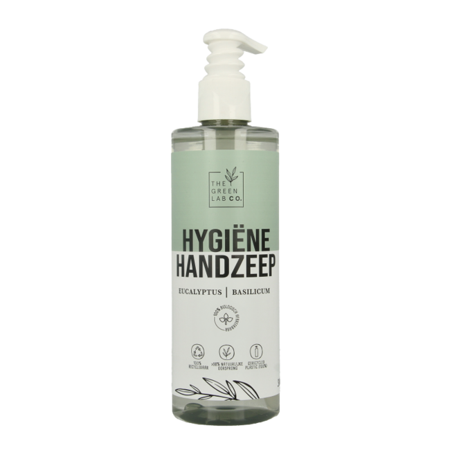 The Green Lab Co Handzeep vloeibaar eucalyptus & basilicum met pomp 300 Milliliter