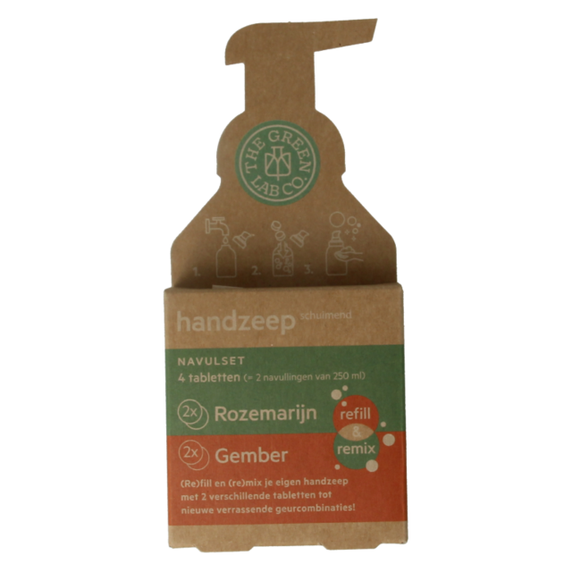 The Green Lab Co Handseifen-Nachfüllset Rosmarin & Ingwer, 4 Stück