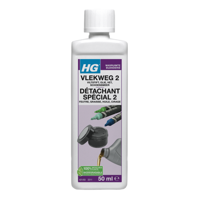 HG Rimuovi Macchie n. 2 lucido da scarpe/pennarello/olio/grasso 50 Millilitri