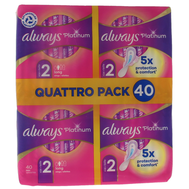 Always Serviettes Hygiéniques Platinum Long 40 Pièces