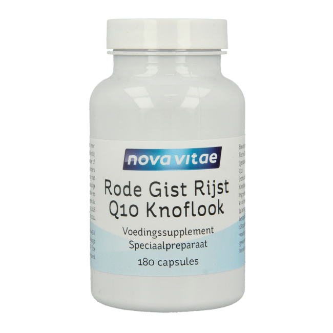 Nova Vitae Arroz de levadura roja + Q10 + ajo 180 cápsulas vegetales