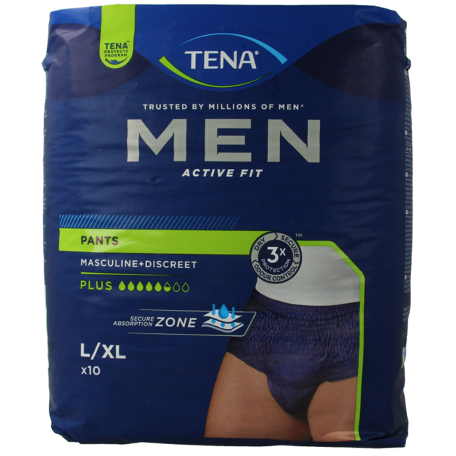 Mutandine assorbenti TENA Men Active Fit Plus L/XL 10 Pezzi