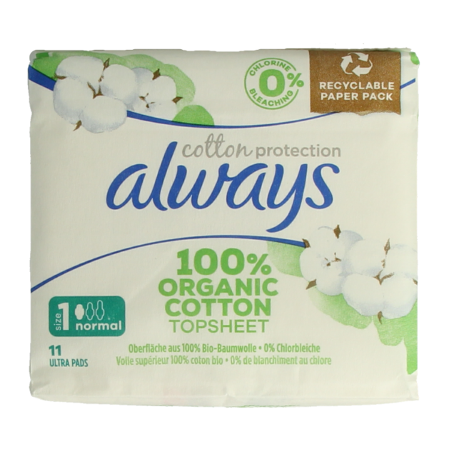 Compresas Always Cotton Protection Normal 11 unidades