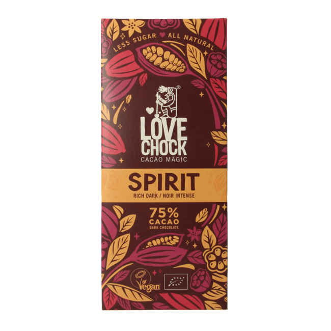 Lovechock Spirit chocolate negro intenso ecológico 70 Gramos