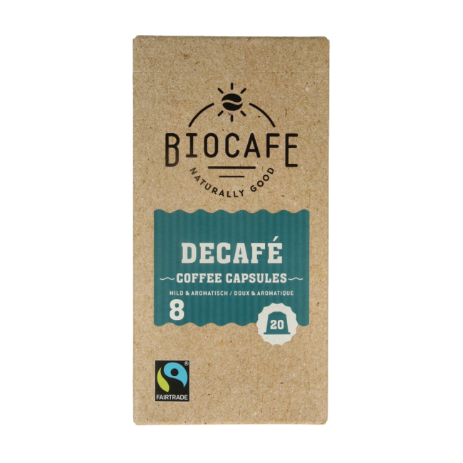 Cápsulas de café descafeinado bio, 20 unidades
