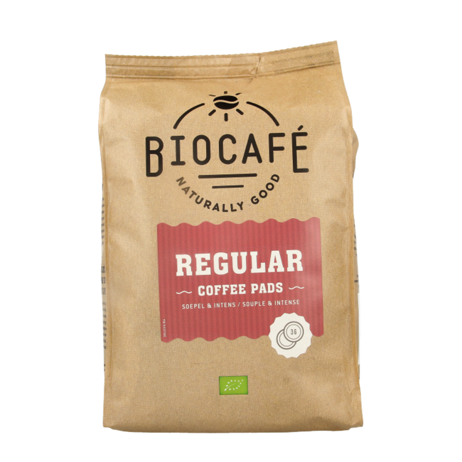 Organic regular coffee pads, 36 pieces