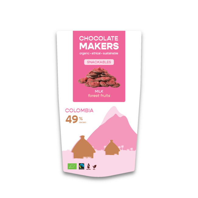 Chocolat au lait snackable 49% aux fruits des bois bio 100g