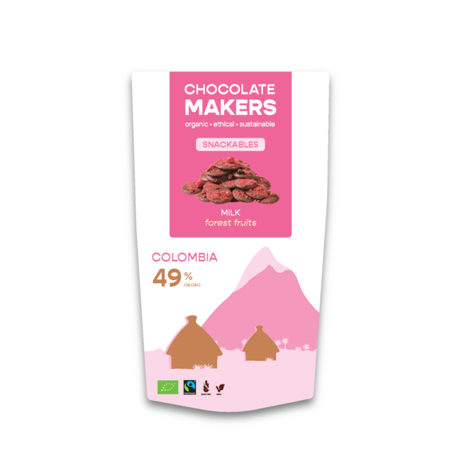 Snackbare Milchschokolade 49% mit Waldfrüchten Bio 100 Gramm