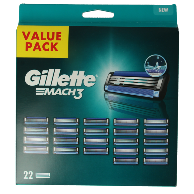 Mach 3 base razor blades, 22 pack