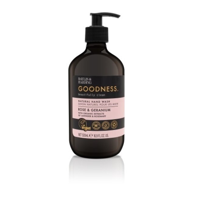 Hand wash goodness rose & geranium 500 Milliliter