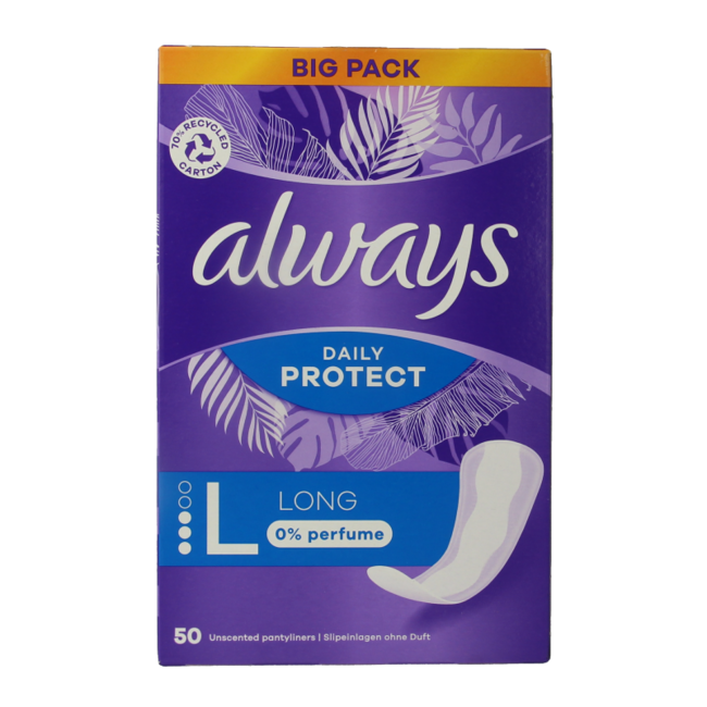 Always Daily Protect Long Pantyliners - 50 Pack