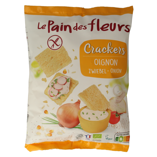 Salziger Snack Zwiebel-Cracker glutenfrei Bio 75 Gramm