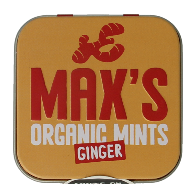 Organic ginger square tin 35g