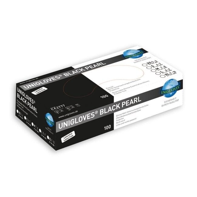 Unigloves Pearl Black Nitrile Powder-Free Gloves XL - 100 Pieces