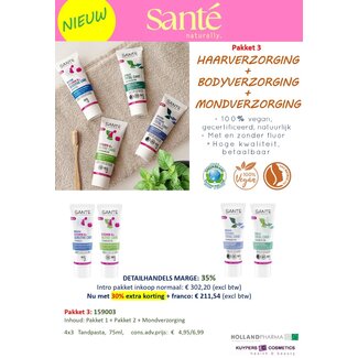 Sante Package 3 hair body toothpaste 30% 1.00 Display
