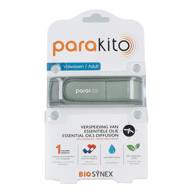 Pulsera antimosquitos para adultos Parakito, color caqui, 1 unidad