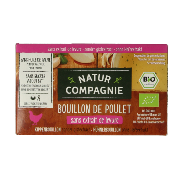 Bouillon de poulet bio sans levure 8 Pièces