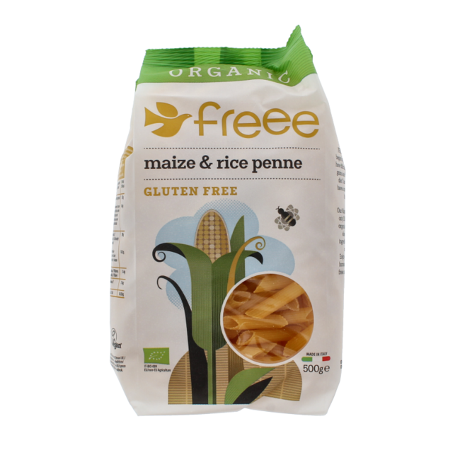 Penne de maíz y arroz sin gluten ecológico 500 g