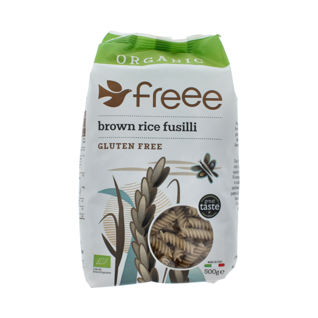 Organic gluten-free brown rice fusilli 500g