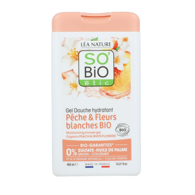 Showergel peach & white flowers bio 450 Milliliter