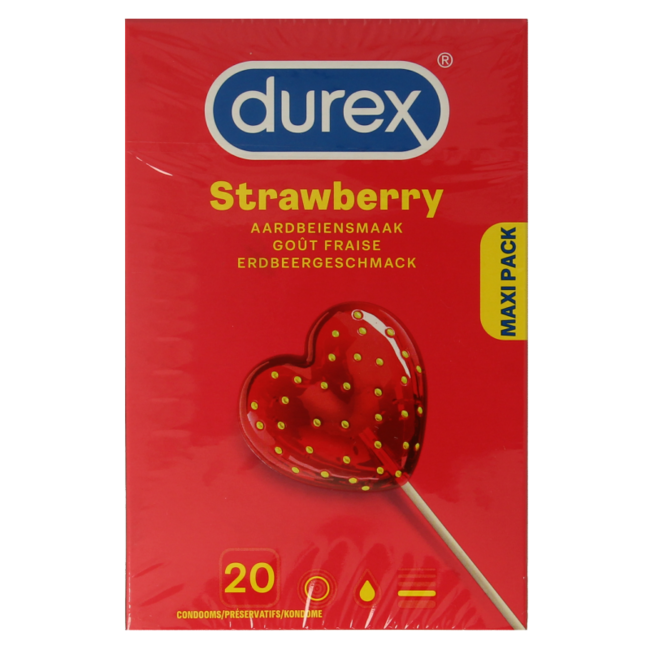 Preservativi sexy al gusto fragola, 20 pezzi