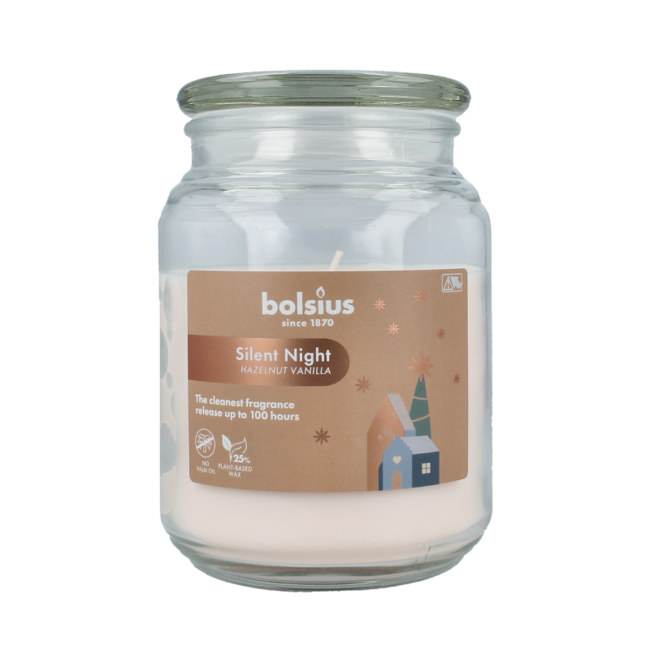 Bougie parfumée en verre avec couvercle Silent Night noisette vanille 1 pièce