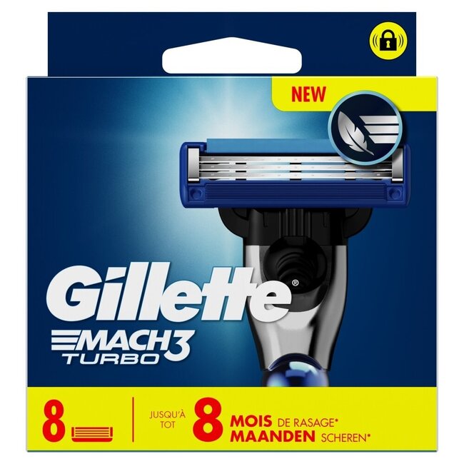 Gillette Mach3 Turbo Razor Blades, Pack of 8