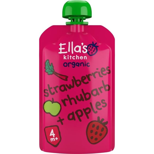 Strawberry, rhubarb & apple organic baby food pouch 4+ months 120g