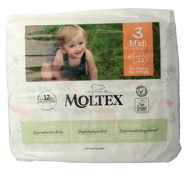 Pure & Nature Baby Nappies Midi, 33 Pack