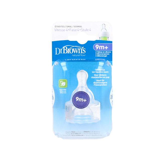 Dr Brown's Standard Neck Bottle Teat Level 4 Porridge 2 Pack
