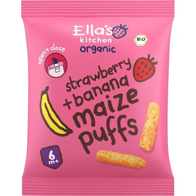 Organic strawberry and banana maize puffs 6+ months 20g