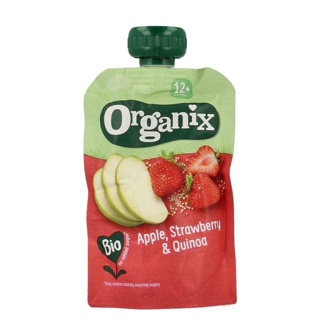 Sacchetto Frutta Spremibile Mela, Fragola e Quinoa Bio 12 Mesi 100 Grammi