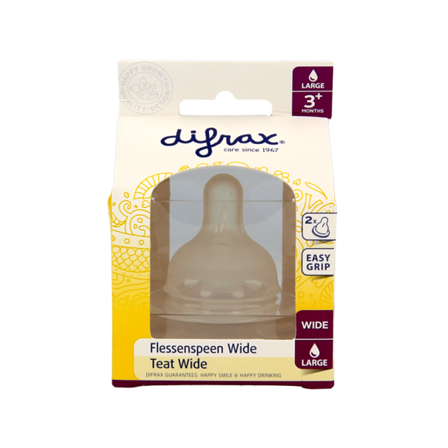 Weicher, breiter Difrax Flaschensauger, Größe L, 2 Stück