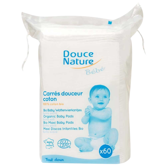 Carrés de coton bio pour bébé 60 pièces