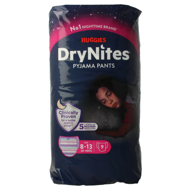 DryNites Girls 8-13 Years 9 Pack