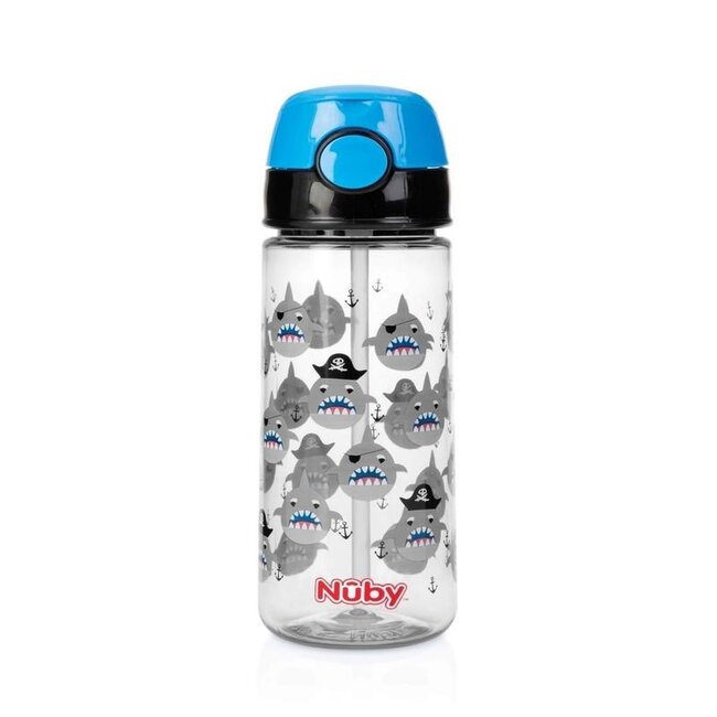 Gobelet avec paille souple et bouton-poussoir bleu 540 ml 4+ ans 1 pièce
