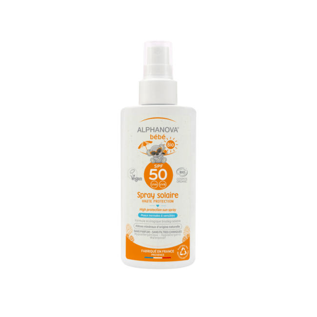 Spray solaire bébé bio haute protection SPF50 125 ml
