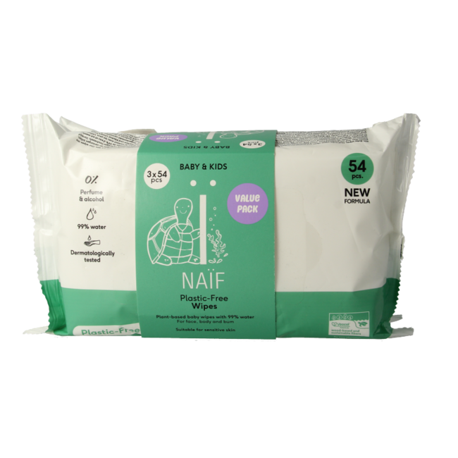 Baby & kids plastic-free wipes 3-pack 3 Stuks