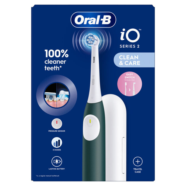 Oral-B iO2 Electric Toothbrush Forest Green + Travel Case 1 Piece