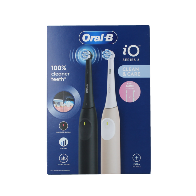 Cepillos de dientes eléctricos iO2 duo negro/rosa 2 unidades