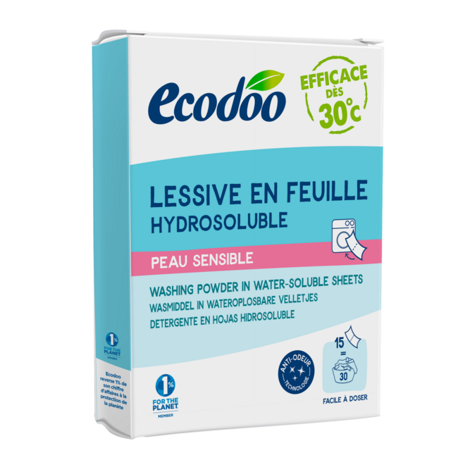 Feuilles de lessive Éco Peau Sensible - 52 g