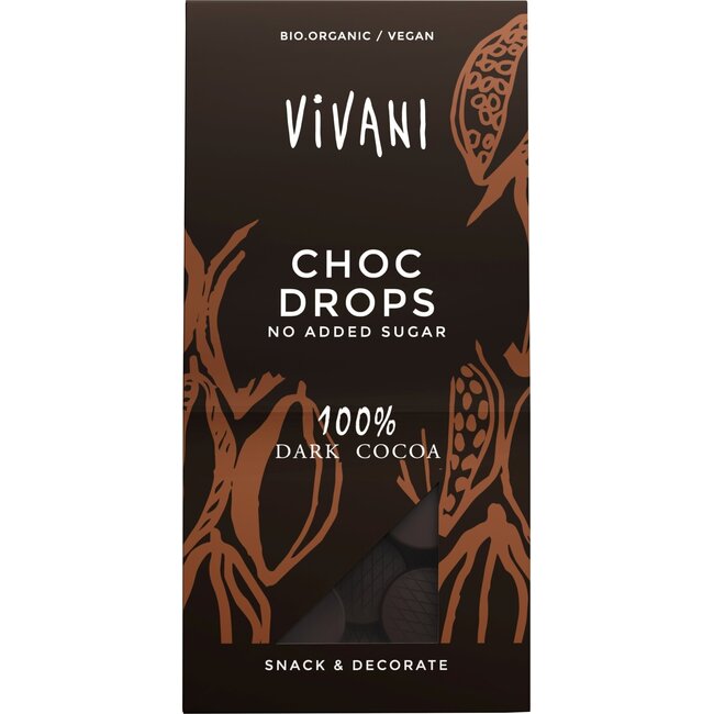 Choc drops 100% dark cocoa bio 100 gram